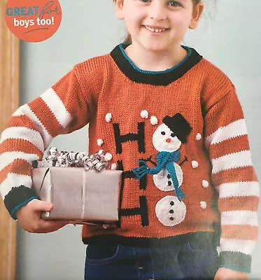 Buy Children's Ho Ho Ho Snowman Christmas Jumper DK KNITTING PATTERN - 2-11yrs • 1.60£