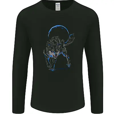 Buy Abstract Wolf With The Moon Werewolf Lycan Mens Long Sleeve T-Shirt • 11.99£