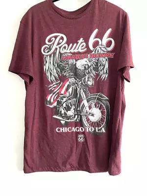 Buy Large T-shirt Red Route 66 Short Sleeves Graphic Print T-shirt 40  Chest • 5£