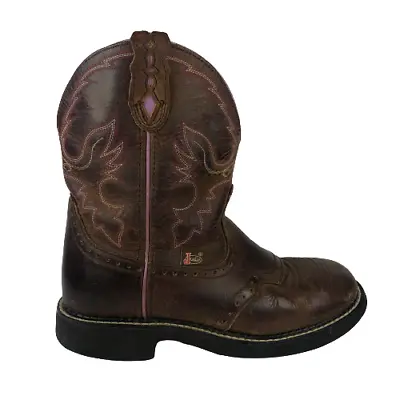 Buy Justin Gypsy Brown Pink Leather Round Toe Western Cowboy Boots L9903 Women's 7 B • 31.18£
