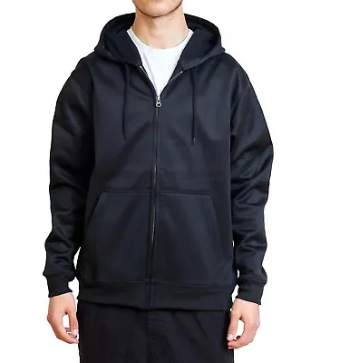 Buy Mens Zipped Hoodie Polyester Plain Zip Up Fleece Sweatshirt Hoody Track Work Top • 11.99£