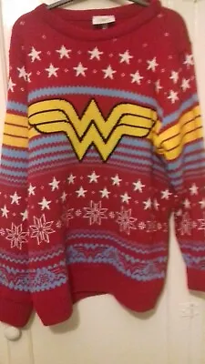 Buy Wonder Woman DC Christmas Sweater Jumper Thick Knit Size Large VGC • 19.99£