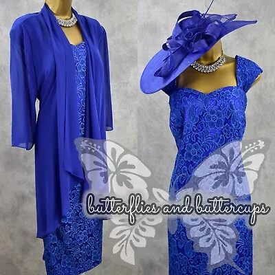 Buy CABOTINE Size 18 Blue Dress And Jacket Hatinator Mother Of The Bride Outfit Suit • 139.99£