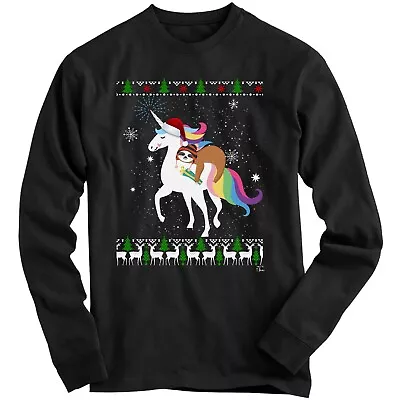 Buy 1Tee Kids Girls Christmas Unicorn Carrying Sloth Sweatshirt Jumper • 13.99£