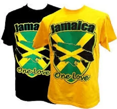 Buy Jamaica Flag One Love T-shirt - Yellow Or Black - Unisex Roots Rasta Reggae 076 • 14.99£