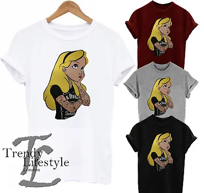 Buy Alice In Wonderland Jd Girl Gothic Tattoo Girl Print Trendy T-shirt 4 Colors • 7.97£