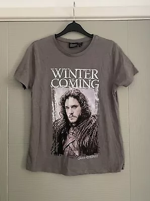 Buy Grey Silver Game Of Thrones Jon Snow Winter Is Coming T Shirt Top Size 8 • 3£