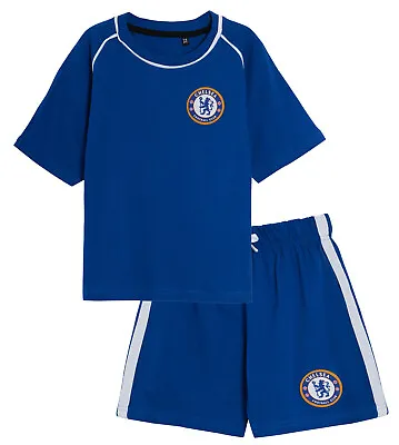 Buy Kids Chelsea FC Short Pyjamas Boys Premiership Football Club Kit Shorts T-shirt • 11.95£