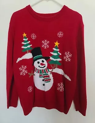 Buy Forever 21 Red Holiday/Christmas Snowman Knit Sweater, Women's Medium • 9.65£