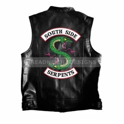 Buy Riverdale South Side Serpents Harley Leather Vest Men Fashion Motorcycle Jacket • 49.99£