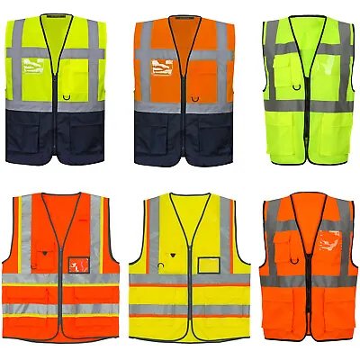 Buy Hi Vis Viz Executive Vest High Visibility Work Waistcoat Reflective Safety Top • 6.99£