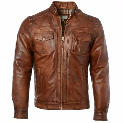 Buy Mens Timber Retro Style Biker Jacket Real Lambskin Leather Motorcycle Aviator • 89.43£