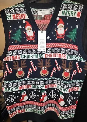Buy Next Men S Christmas Jumper Tank Top Knitted  Size M • 24£