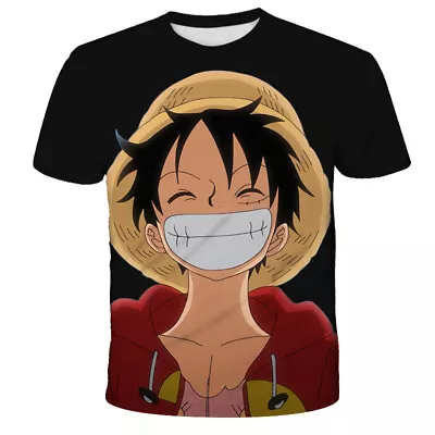 Buy Mens Anime  Monkey.D.Luffy Short Sleeve T-Shirt Clothes For Adult • 15.59£