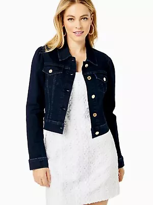 Buy NWT Lilly Pulitzer Laylani Denim Jacket Blue Cosmic Wash Stretchable Size XLarge • 149.31£