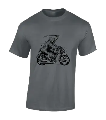 Buy Grim Reaper Motorbike Mens T Shirt Motorcycle Death Skull Biker Design Top • 8.99£
