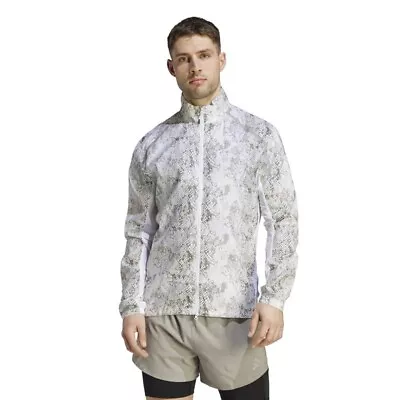 Buy Adidas Mens Allover Print Marathon Water-Repellent Running Jacket White Size M • 68.99£