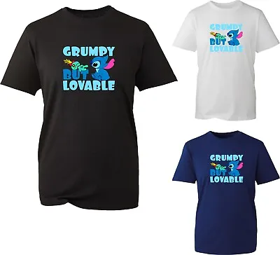 Buy Grumpy But Loveable Lilo & Stitch T-Shirt Fathers Day Cartoon Birthday Tee Top • 9.99£