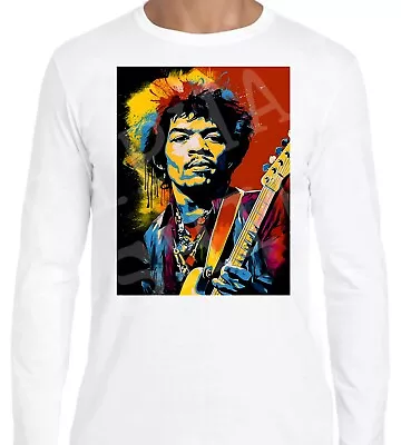 Buy Fantastic Jimi Hendrix Homage Long Sleeve T-Shirt Great Guitarist Unique Design • 15.95£