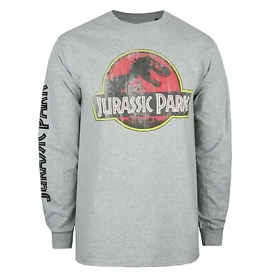 Buy Official Jurassic Park Mens Logo Long Sleeve T-shirt Grey S - XXL • 14£
