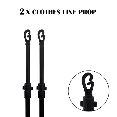 Buy 2x Clothes Washing Line Prop Pole Heavy Duty Telescopic Support Extendable 2.4m • 9.85£