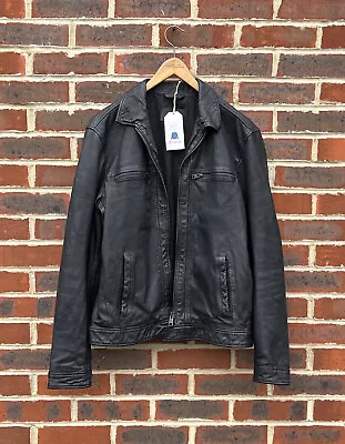 Buy **AWESOME** All Saints Mens LARK Leather Bomber Jacket XL Extra Large Biker A416 • 229.99£