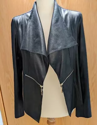 Buy Joseph Ribkoff Black Faux Leather Jacket Bikers Style Size 10 UK • 34£