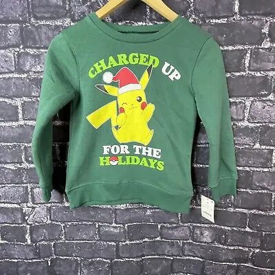 Buy Pokemon Boys Size XS 4/5 Pikachu CHARGED UP FOR THE HOLIDAYS Sweatshirt • 11.02£