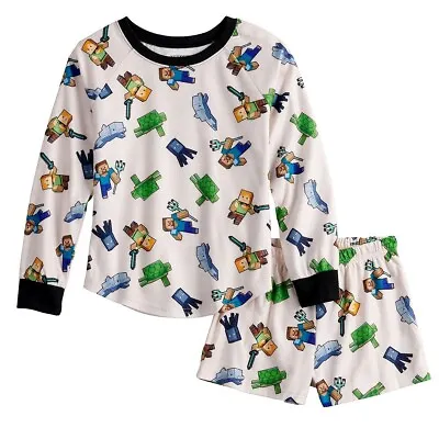 Buy NWT Minecraft Girl's Pajamas Set Armored Alex T Shirt Sleep Shorts 6 8 10 12 • 18.24£