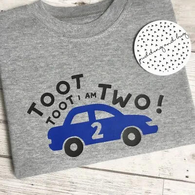Buy Second Birthday Boys Car Tshirt 2nd Birthday Vehicles Top Toot Toot I Am Two  • 8.99£