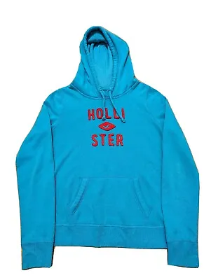 Buy HOLLISTER Hoodie Embroidered Logo Pullover Sweatshirt Turquoise Red Women Med • 14.17£