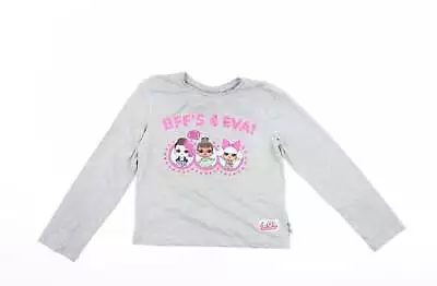 Buy Primark Girls Grey Cotton Basic T-Shirt Size 9-10 Years Crew Neck - LOL Dolls • 4.75£