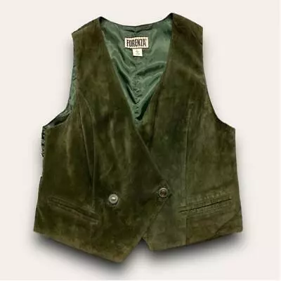 Buy Vintage Green Suede Leather Vest 1990s Forenza Western Cowgirl Fairy Size Large • 48.03£