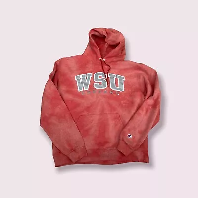 Buy Champion Washington State College Spell Out Out Hoodie Size L Bleach Dye Boho • 30£