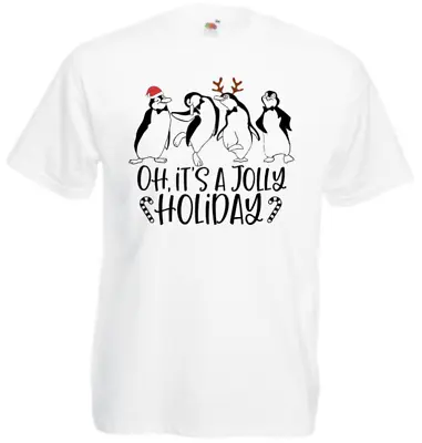 Buy Jolly Holiday T Shirt Seasonal White Top XMAS Christmas Choose FOTL Penguin New  • 9.49£