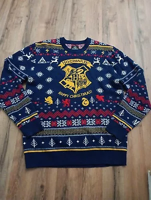 Buy Harry Potter Hogwarts Happy Christmas Four Houses Unisex Sweater Sz M • 19.84£
