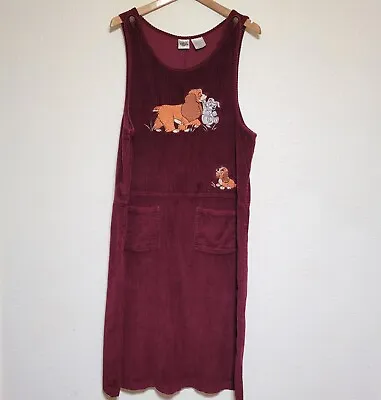 Buy Vintage Disney Womens Dress Large Red Corduroy Lady And The Tramp Jumper • 52.83£