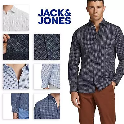 Buy Jack & Jones Mens Slim Fit Shirts Stretch Long Sleeve • 19.99£