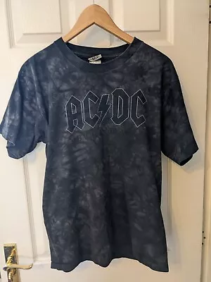 Buy Rare Vintage 90s ACDC Back In Black Single Stitch Liquid Blue Tee Made In USA -M • 59.99£