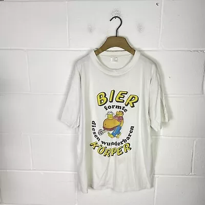 Buy Vintage Shirt Mens Large White Beer Alcohol Joke German Comedy Retro 90s Cotton • 6.97£