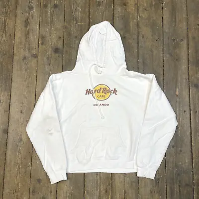 Buy Hard Rock Cafe Hoodie Orlando Y2K Graphic Sweatshirt, White, Womens Large • 20£
