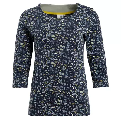 Buy Weird Fish Women's Pinto Organic Jersey 3/4 Sleeve T-Shirt In Ink Navy • 15.99£