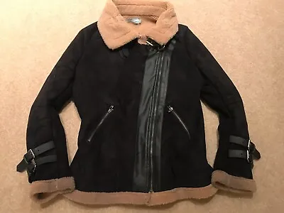 Buy Fearlesss Women's Suede Fleece Brown Winter Jacket - Size 8 • 12.99£