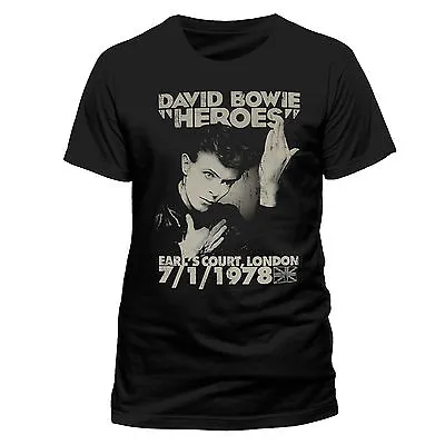 Buy David Bowie T Shirt Heroes Earls Court 1978 Official Black Mens Classic Rock 78 • 14.94£