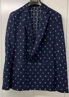Buy Sisley Men’s Blue 100% Cotton Blazer Jacket Thin Light Size 50 • 39.99£