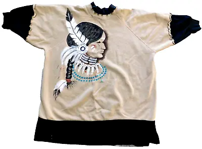 Buy VTG 80s 90s HandPainted Sweatshirt~Native American~Indian Woman Man~Tacky Shirt • 8.03£