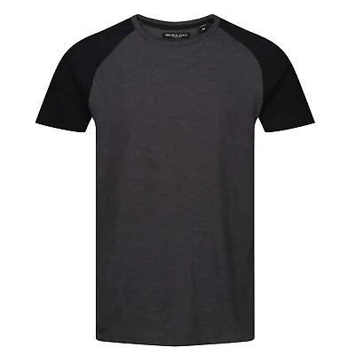 Buy Mens T Shirts Short Sleeve Raglan Round Crew Neck Tees Plain Casual Contrast Top • 5.99£
