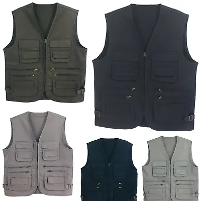 Buy Mens Waistcoat Vest Utility Multi Pocket Workwear Body Warmer Gillet Fisherman • 14.49£