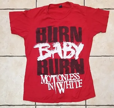 Buy Mens Montionless In White Red Burn Baby Burn T-Shirt Size Small 38  Chest • 1.99£