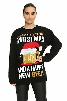 Buy Xmas Jumper Novelty Funny Knitted Have A Merry& Happy Christmas New Beer Sweater • 14.95£
